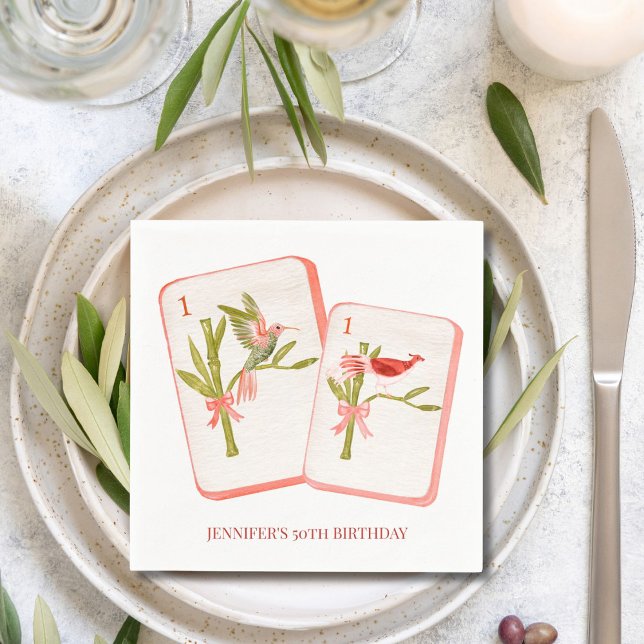 Mahjong Red Tile Napkins för Mahjong Party Decor Pappersservett (Skapare uppladdad)