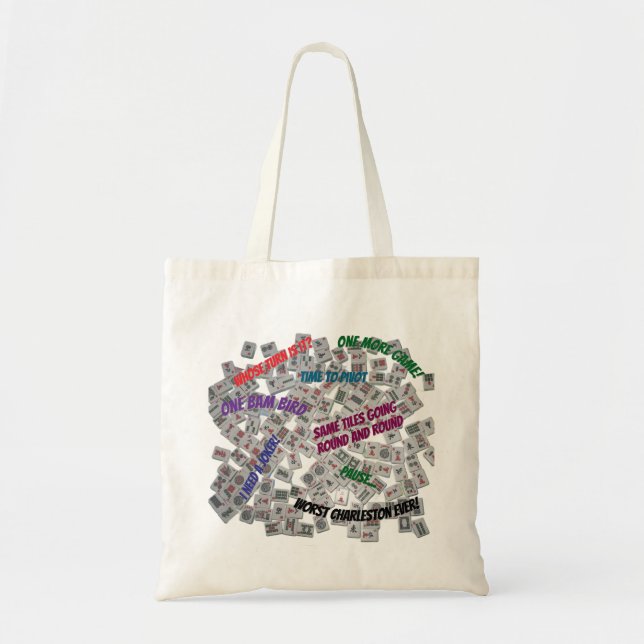 Mahjong Sayings Tote Bag Tygkasse (Framsidan)