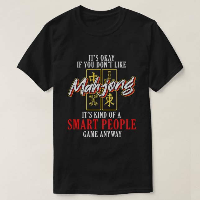 Mahjong Smart People China Board Game Player T Shirt (Design framsida)