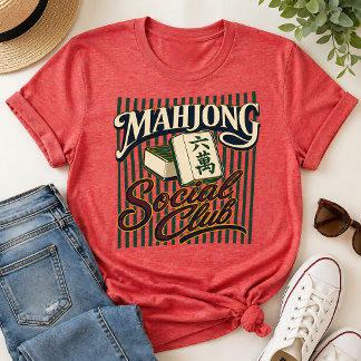Mahjong Social Club Retro Bold T Shirt