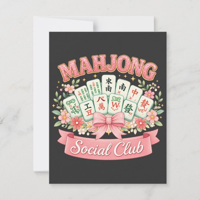 Mahjong Social Club Rosa Blommig Slöja (Framsida)