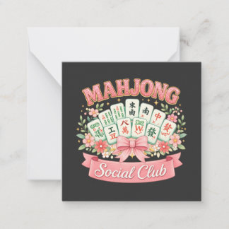Mahjong Social Club Rosa Blommig Slöja Anteckningskort