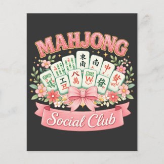 Mahjong Social Club Rosa Blommig Slöja Flygblad