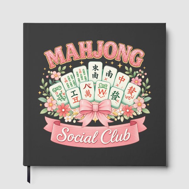 Mahjong Social Club Rosa Blommig Slöja Gästböcker (Framsida)