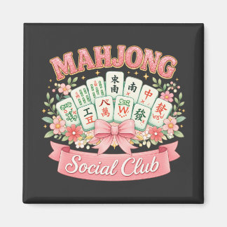 Mahjong Social Club Rosa Blommig Slöja Magnet