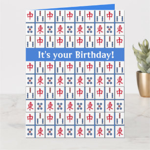 Mahjong-spelbrickor Design Grattis-kort Kort
