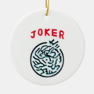MahJong-spelsymbol Joker-panel Julgransprydnad Keramik