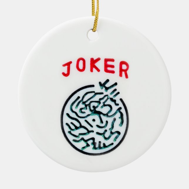 MahJong-spelsymbol Joker-panel Julgransprydnad Keramik (Framsidan)