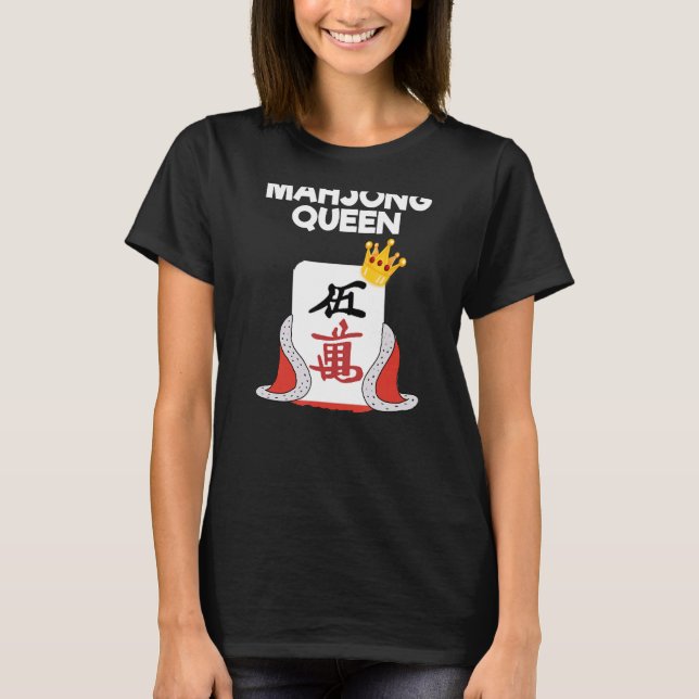 Mahjong T-Shirt - Funny Mahjong Queen (Framsida)