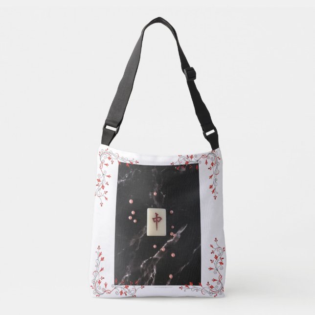 Mahjong Temed Crossbody Bag med Röda draken Axelväska (Framsida)