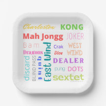 Mahjong themed tallrikar med amerikanska Mah Jongg