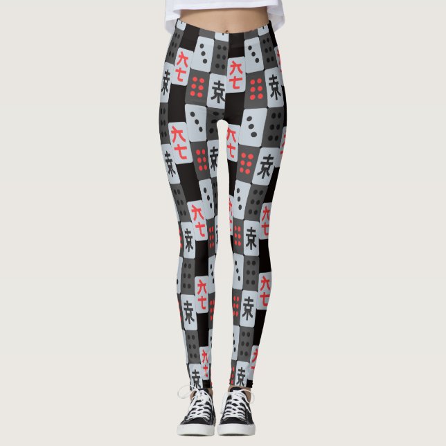 Mahjong Tiland Mönster Leggings (Framsida)