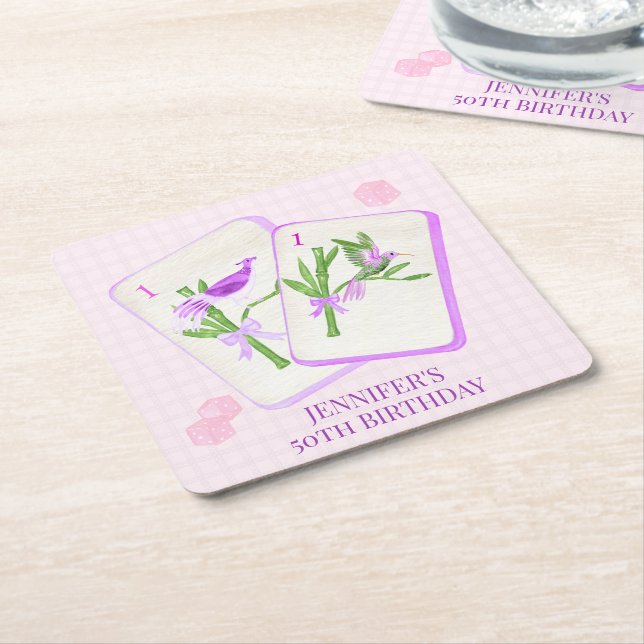 Mahjong Tile Napkins for Mahjong Party Decor Underlägg Papper Kvadrat (Vinklad)