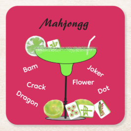 Mahjong Tiles and Cocktail Paper Coaster Underlägg Papper Kvadrat