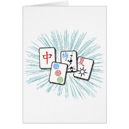 Mahjong Tiles Blue Hälsningskort