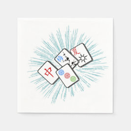 Mahjong Tiles Blue Pappersservett