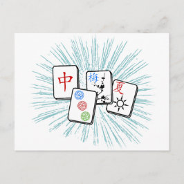 Mahjong Tiles Blue Vykort