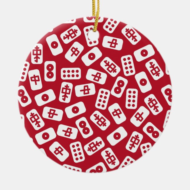 Mahjong Tiles God jul Julgransprydnad Keramik (Framsidan)