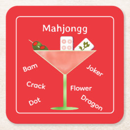 Mahjong Tiles i en Martini Glass Papper Underlägg