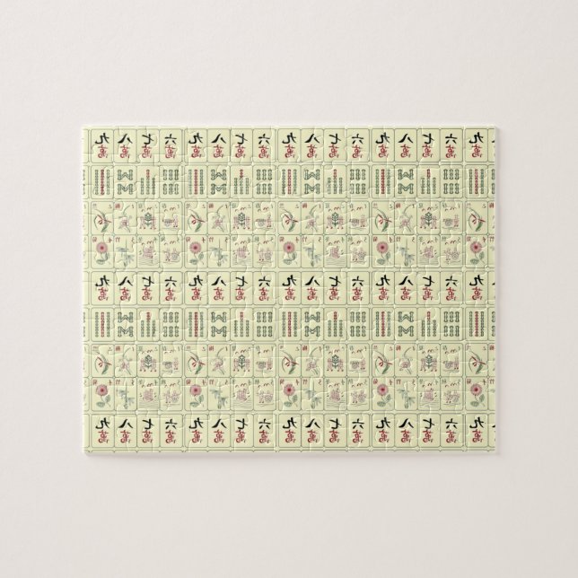 Mahjong Tiles Jigszle Puzzle Pussel (Horisontell)