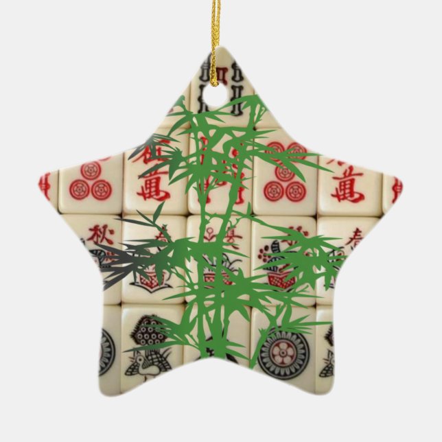 Mahjong tiles julgransprydnad keramik (Framsidan)