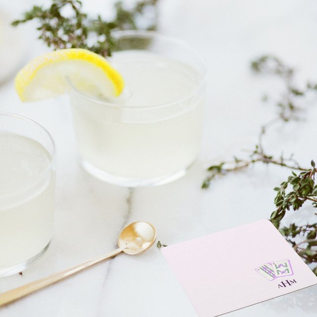 Mahjong Tiles Monogram Lavender Underlägg Papper Kvadrat (Skapare uppladdad)