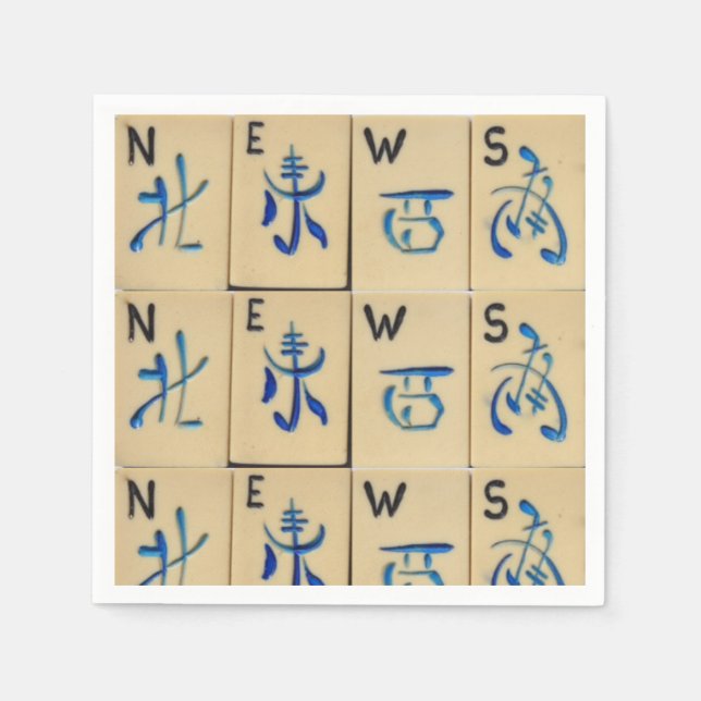 MAHJONG TILES Napkins CUTE NEWS TIles party gift Pappersservett (Framsidan)