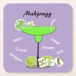 Mahjong Tiles och Margarita Papper Underlägg Kvadrat
