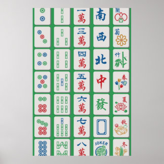 Mahjong Tiles på Grönten Poster