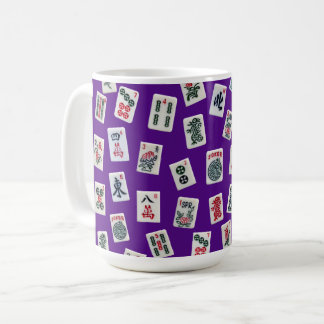 MahJong tiles (symbols) on purple Kaffemugg
