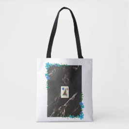 Mahjong Tote Bag med blå Blommigt-accent Tygkasse