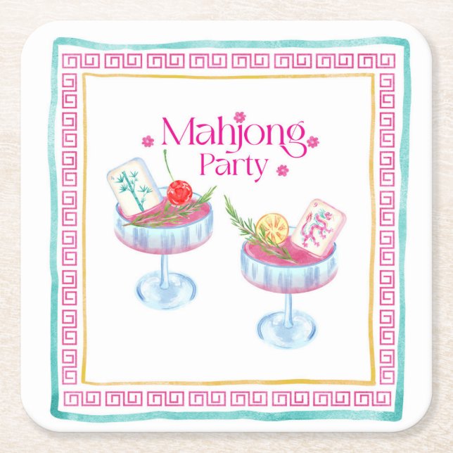 Mahjong Underlägg Papper Kvadrat (Framsidan)