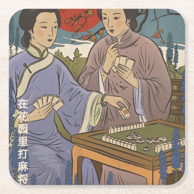 Mahjong Underlägg Papper Kvadrat (Framsidan)