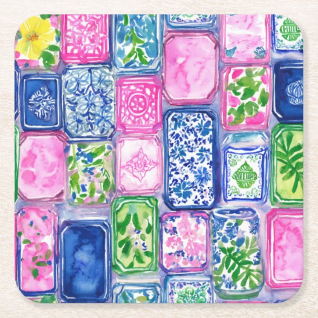 Mahjong Underlägg Papper Kvadrat (Framsidan)
