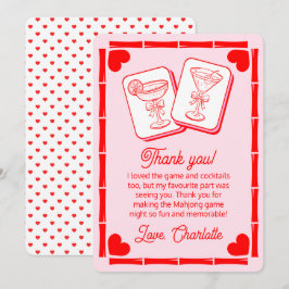 Mahjong Valentine's Cocktail Thank You Card Inbjudningar