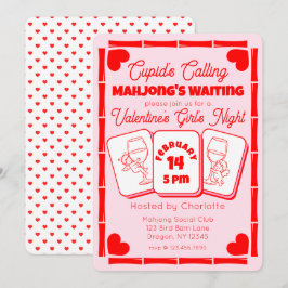 Mahjong Valentine's Party Cupid Invitation Inbjudningar