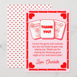 Mahjong Valentine's Pink Thank You Card Inbjudningar