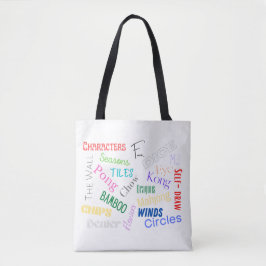 Mahjong Words Tote Bag Tygkasse