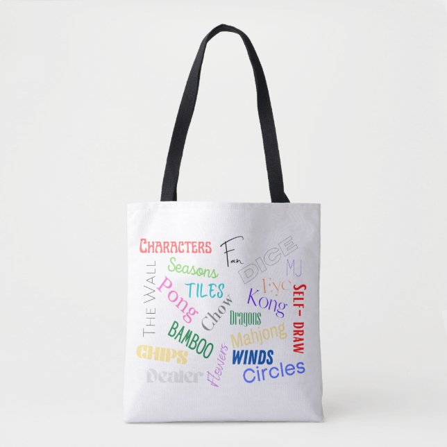 Mahjong Words Tote Bag Tygkasse (Framsida)