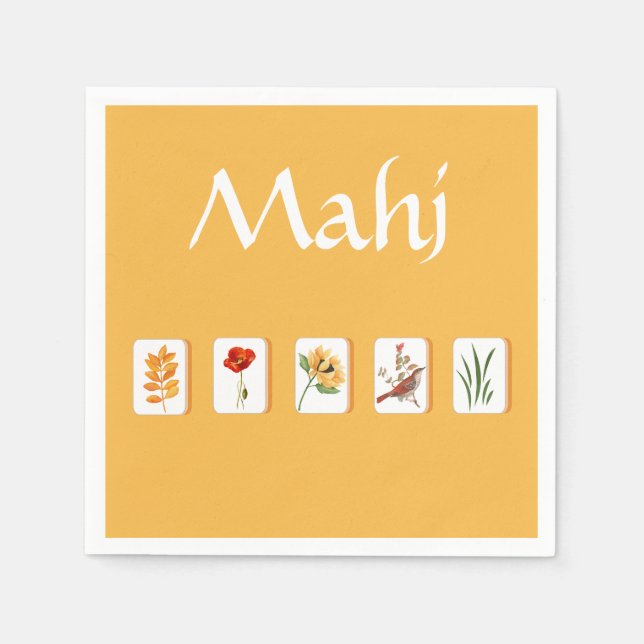 Mahjongblommarplattor Pappersservett (Framsidan)
