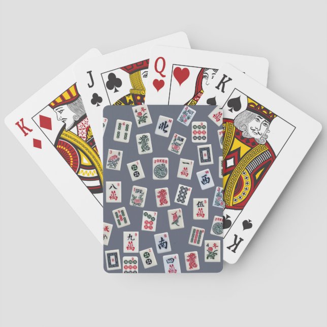 MahJongg brickor design på mörkblå Casinokort (Baksidan)
