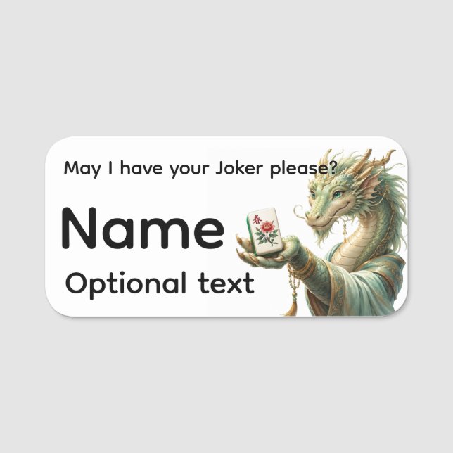 Mahjongg Namn Märke Namnbricka (Framsida)