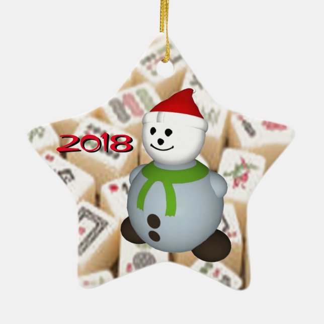 Mahjongplattor Julgransprydnad Keramik (Baksidan)