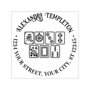 Mahjongspel Brickor #1 Namn Returadress Självfärgande Stämpel