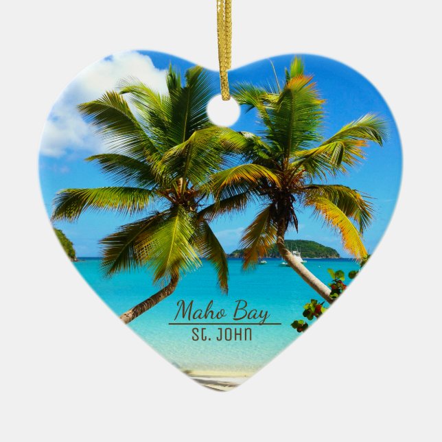 Maho Bay Beach St. John Ornaments Julgransprydnad Keramik (Framsidan)