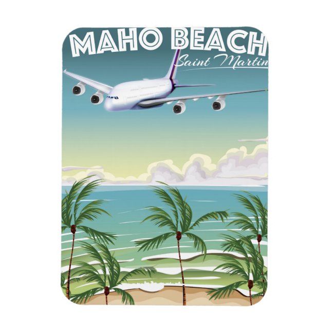 Maho Beach Saint Martin flygplansaffisch Magnet (Vertikal)