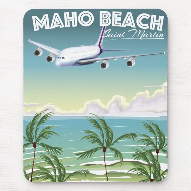 Maho Beach Saint Martin flygplansaffisch Musmatta (Framsidan)