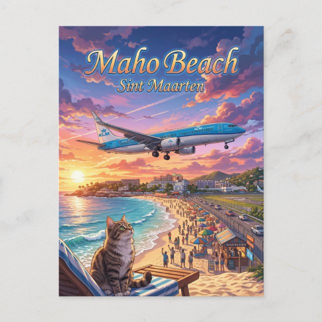 Maho Beach Sint Maarten Vykort (Framsida)