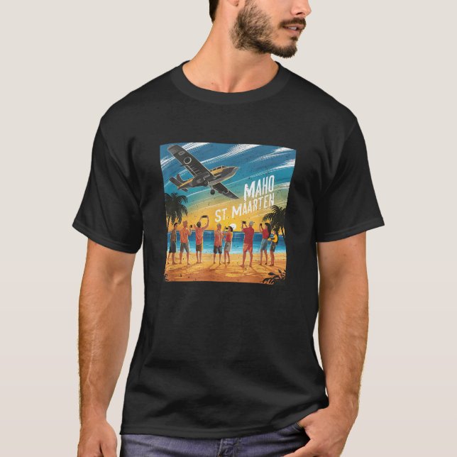 Maho Beach St Maarten T Shirt (Framsida)