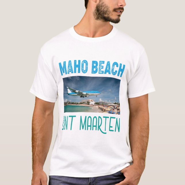 Maho-stranden, Sint Maarten T Shirt (Framsida)